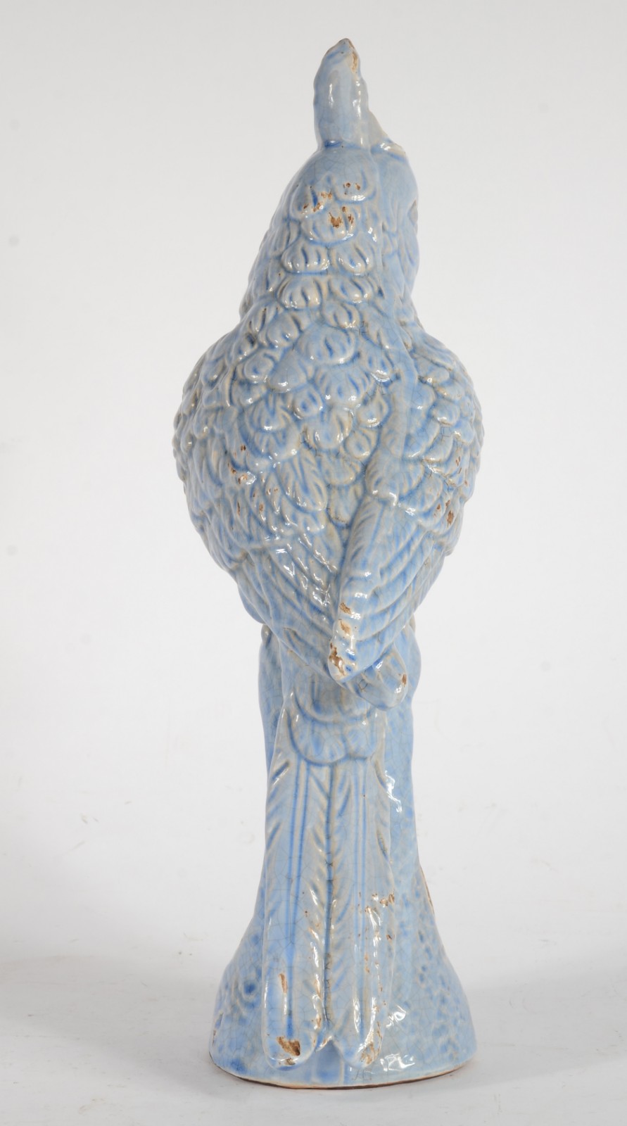 Escultura de cerâmica azul representando cacatua. - foto 5 de 10