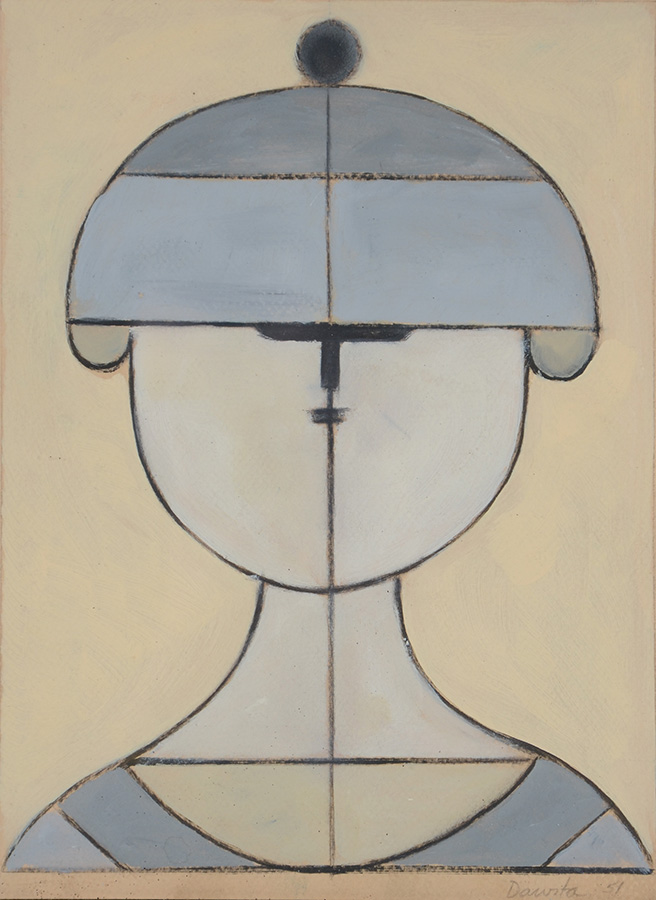 MILTON DACOSTA - Figura - técnica mista - 30 x 23 - datado 1951 - foto 2 de 3