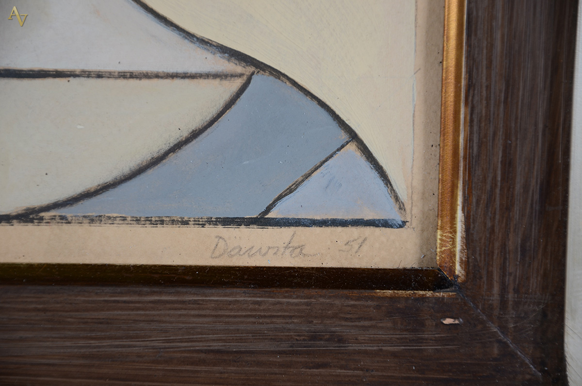 MILTON DACOSTA - Figura - técnica mista - 30 x 23 - datado 1951 - foto 3 de 3