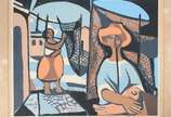 Di Cavalcanti (1897-1976), Pescador e redes - Serigrafia - tiragem 5/75. Assinada e Datada.  Pontos de fungo, sem moldura.