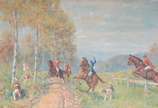 Angelo Cannone (1899-1992), Caçada Inglesa - Óleo sobre tela.