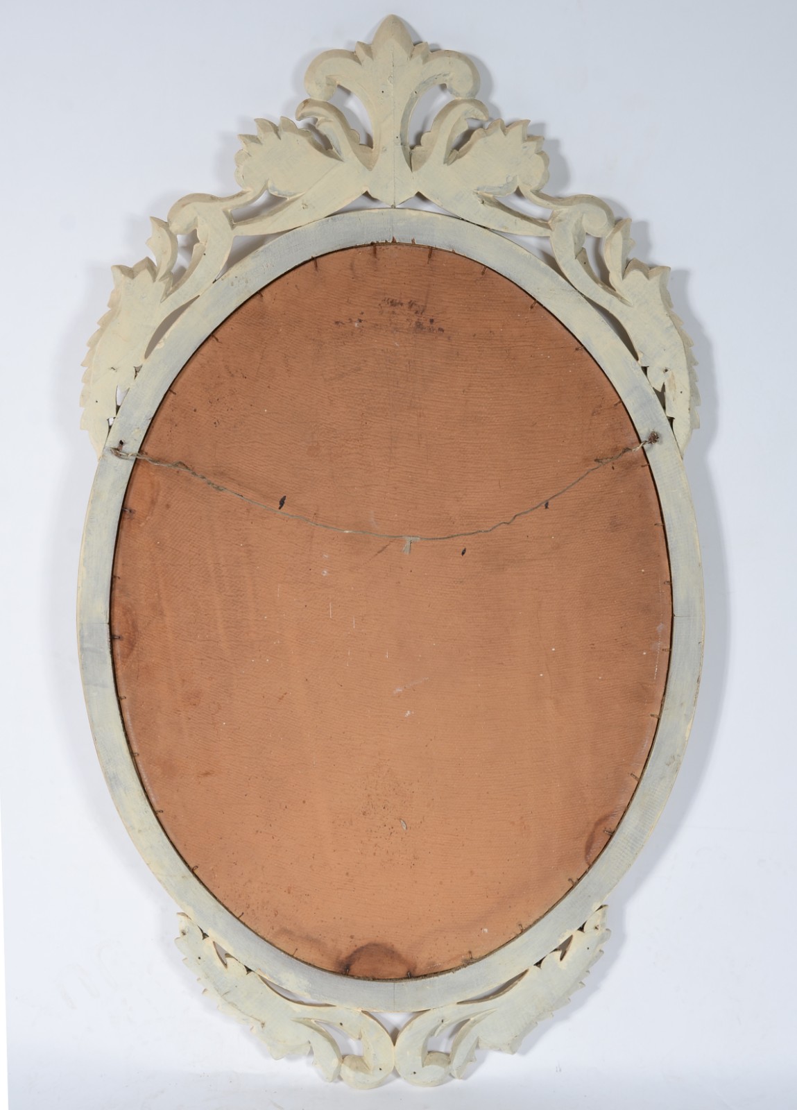 Espelho oval de cristal bisotado, moldura de madeira patinada branca... - foto 4 de 4