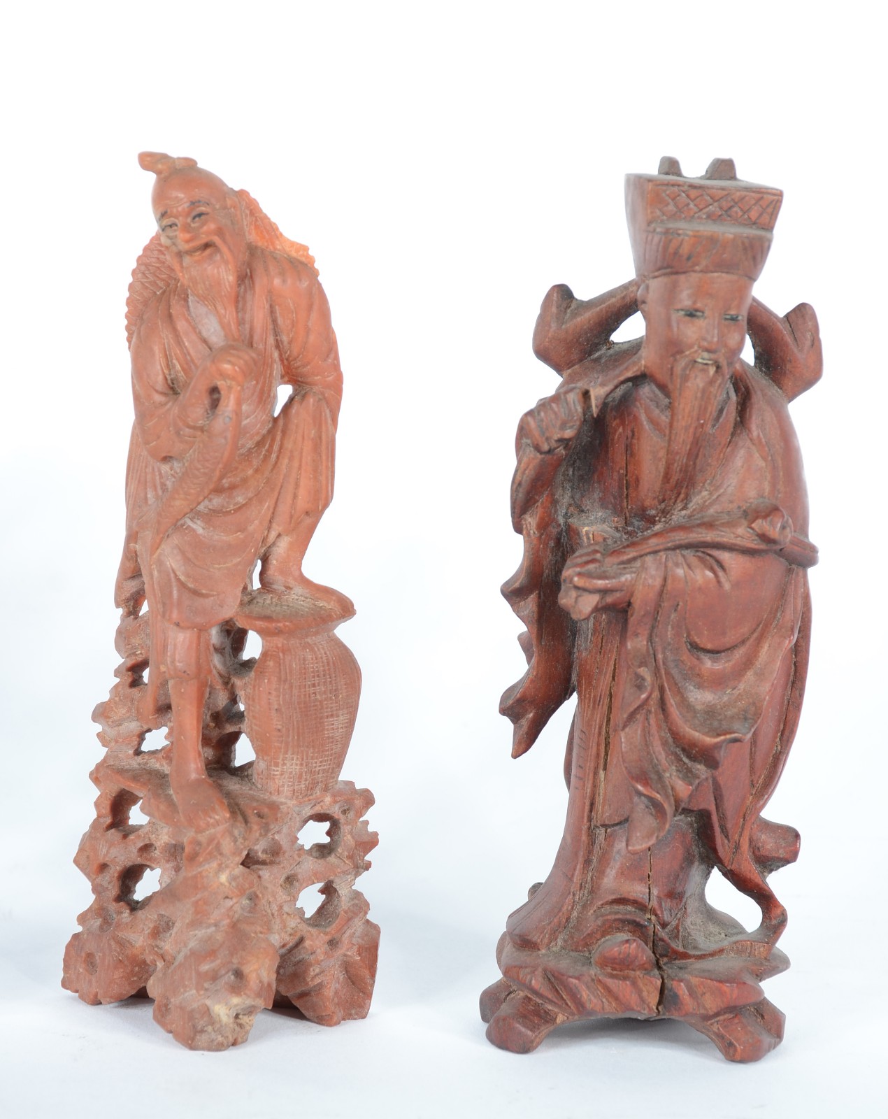 Conjunto com 6 figuras orientais diversas, sendo 5 em madeira... - foto 3 de 8