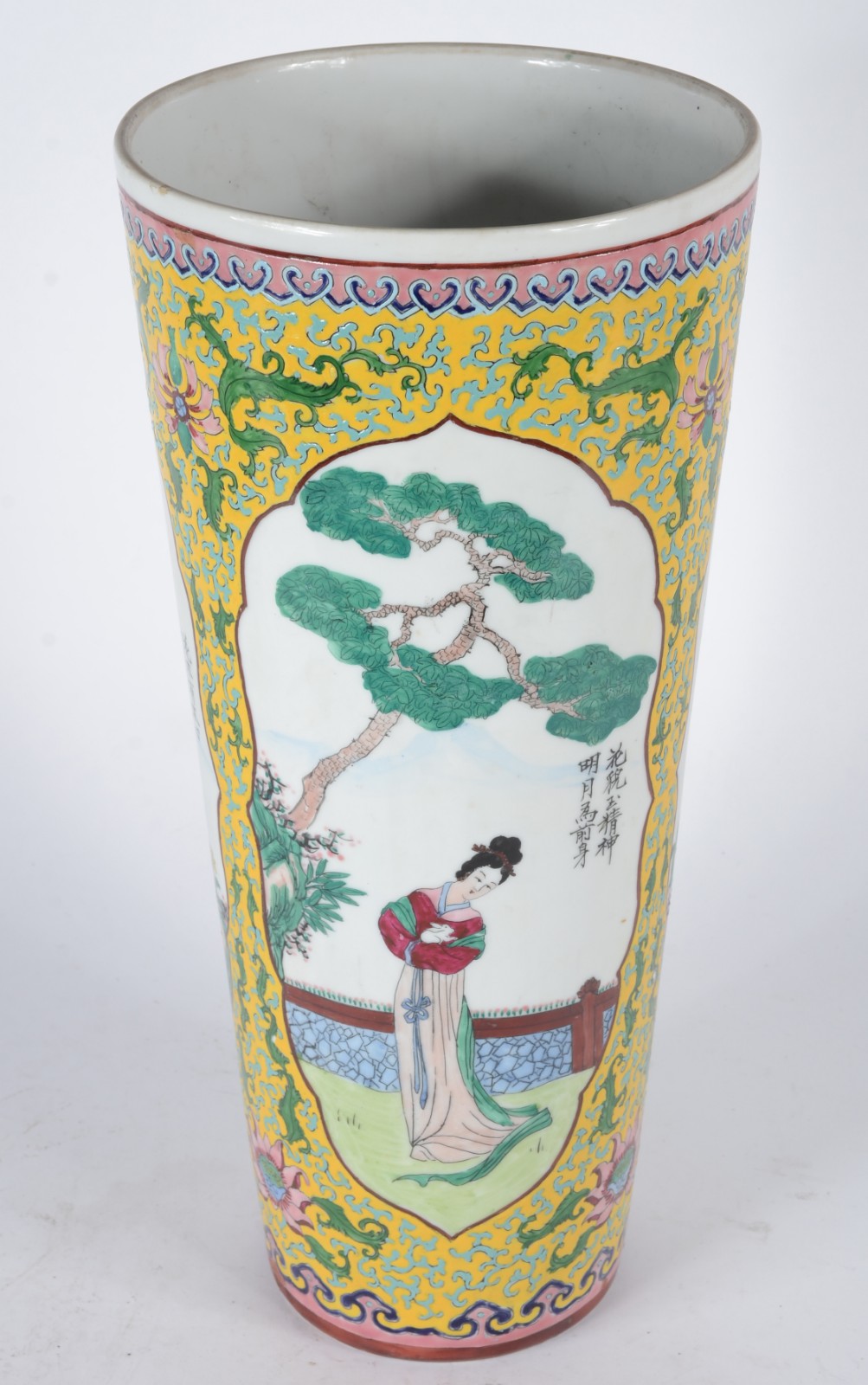 Bengaleiro de porcelana oriental decorada com gueixa e guirlandas em... - foto 3 de 5