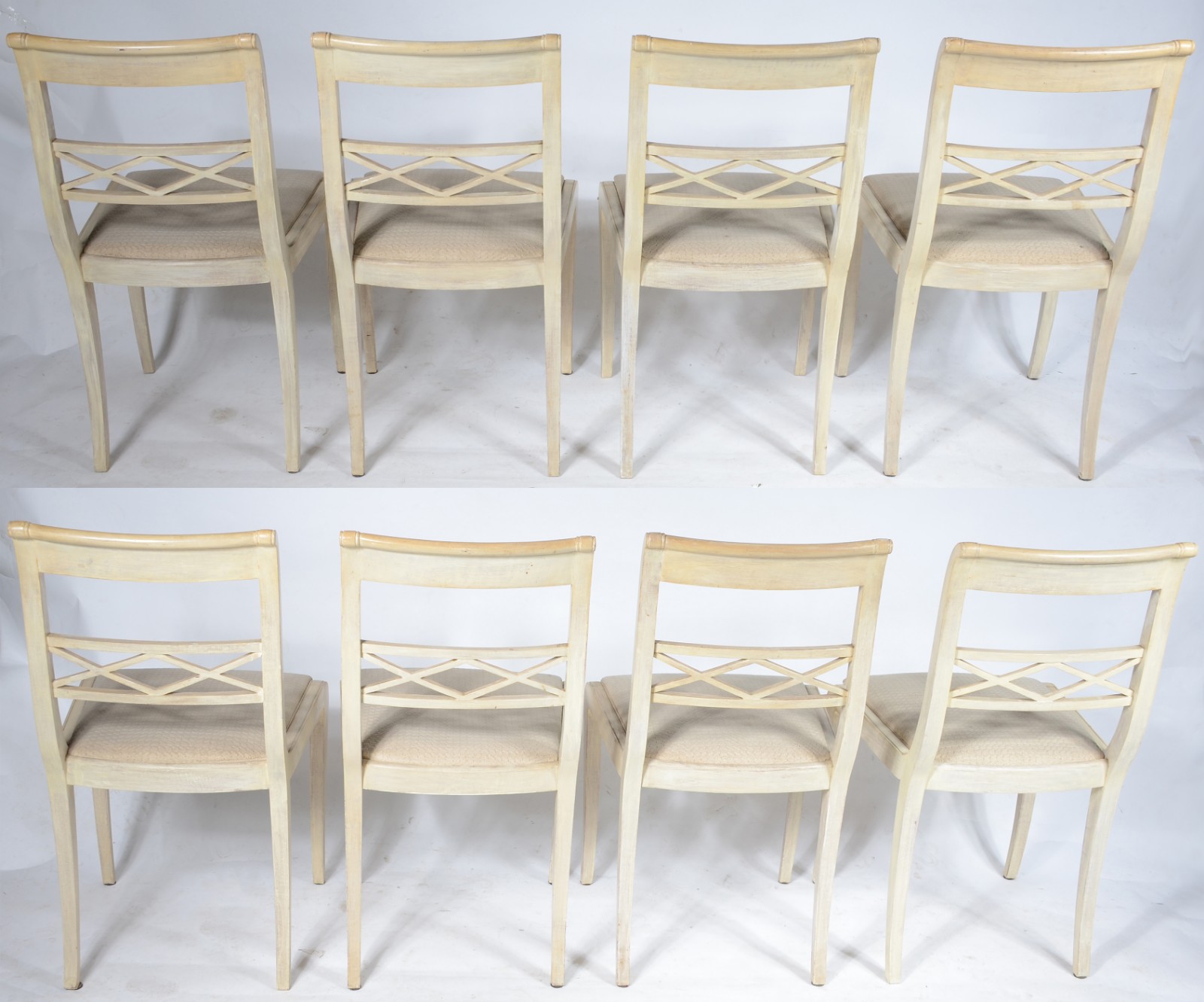 Conjunto com 8 cadeiras para sala de jantar de madeira patinada... - foto 2 de 7
