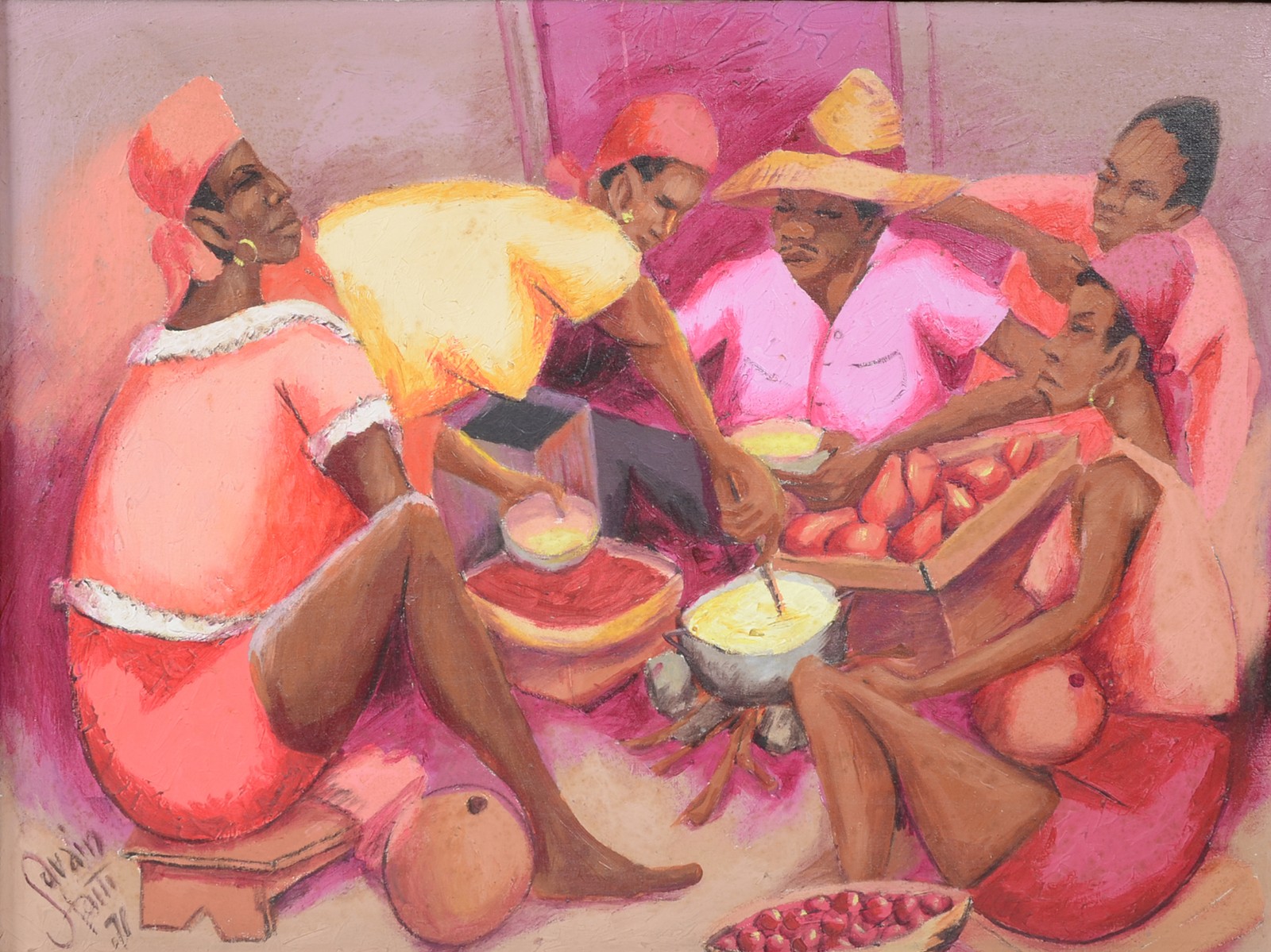 Pétion Savain (1906-1973), Figuras típicas com cestos de frutas - foto 1 de 4