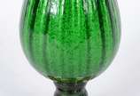 Pinha de vidro verde gomado, base de metal. - Pinha de vidro verde gomado, base de metal.