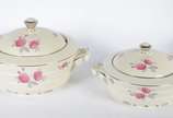 Rosenthal (1907),  - Aparelho de jantar de porcelana alemã Rosenthal, decorada com delicadas flores em tons de rosa e frisos prateados, composto de: 24 pratos rasos, 12 pr