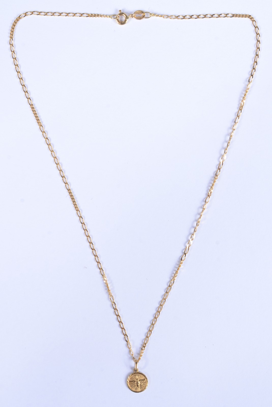 Colar com pendente com medalha de ouro 18 k., contraste 750 mls. (Por... - foto 2 de 5