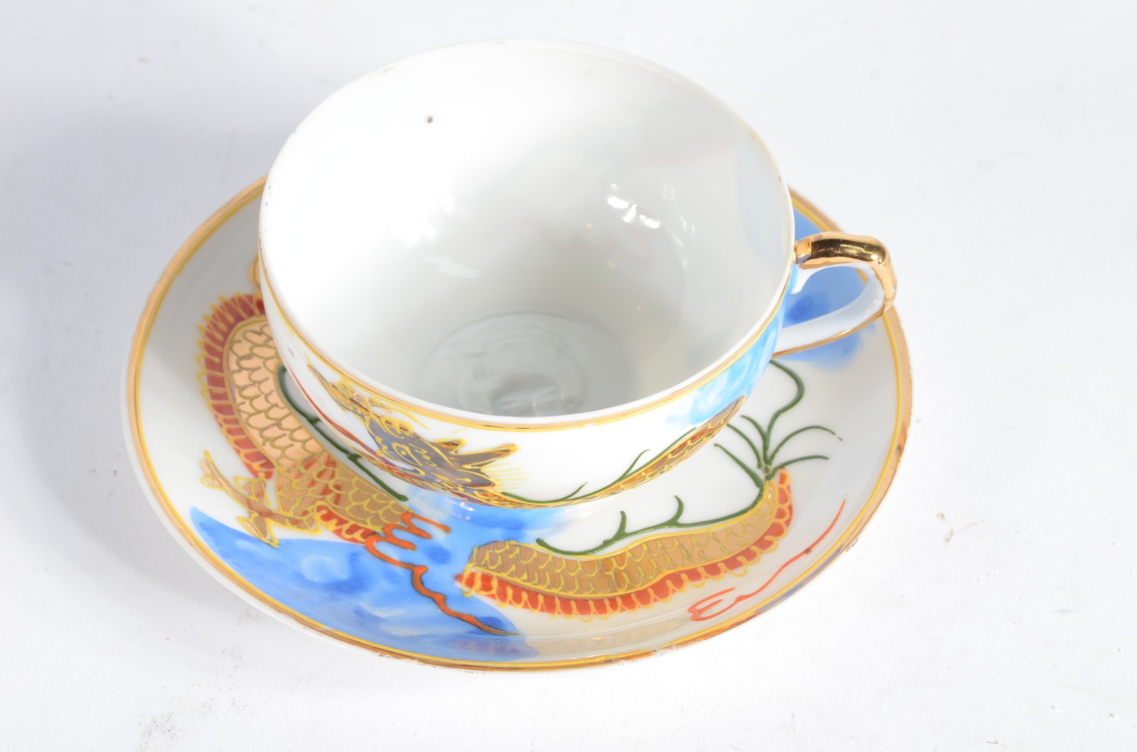 Aparelho de chá de porcelana oriental, detalhes em azul celeste com... - foto 6 de 10