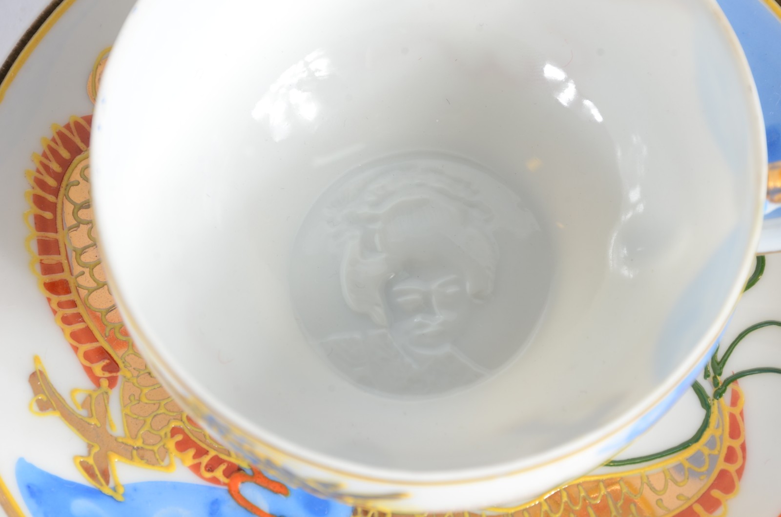 Aparelho de chá de porcelana oriental, detalhes em azul celeste com... - foto 9 de 10