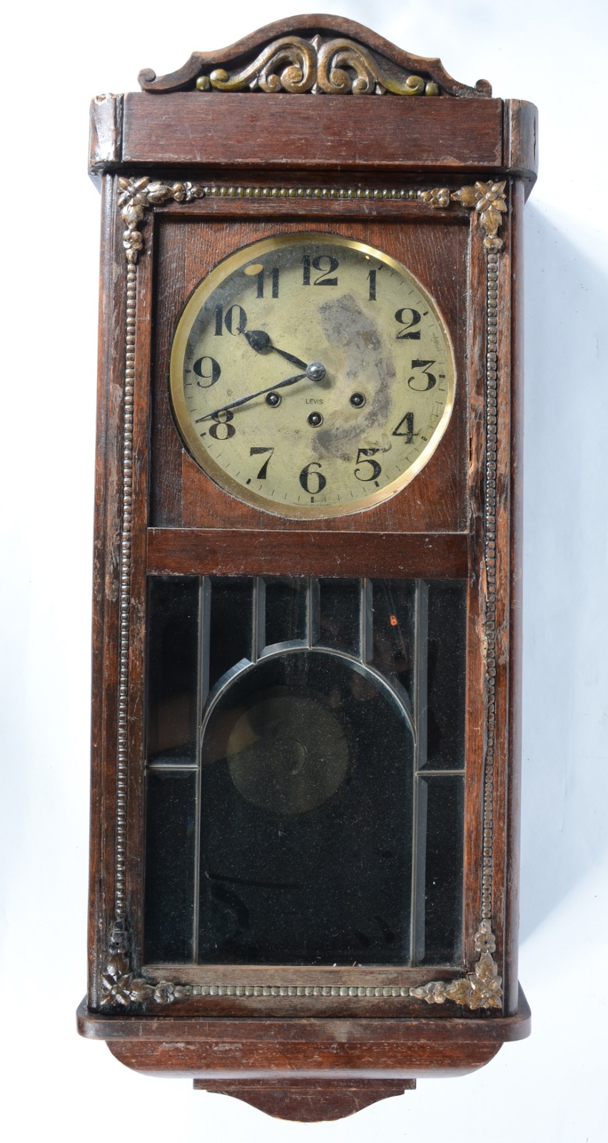 Relógio de parede, caixa de madeira. Máquina parada. Peça NO ESTADO... - foto 1 de 9