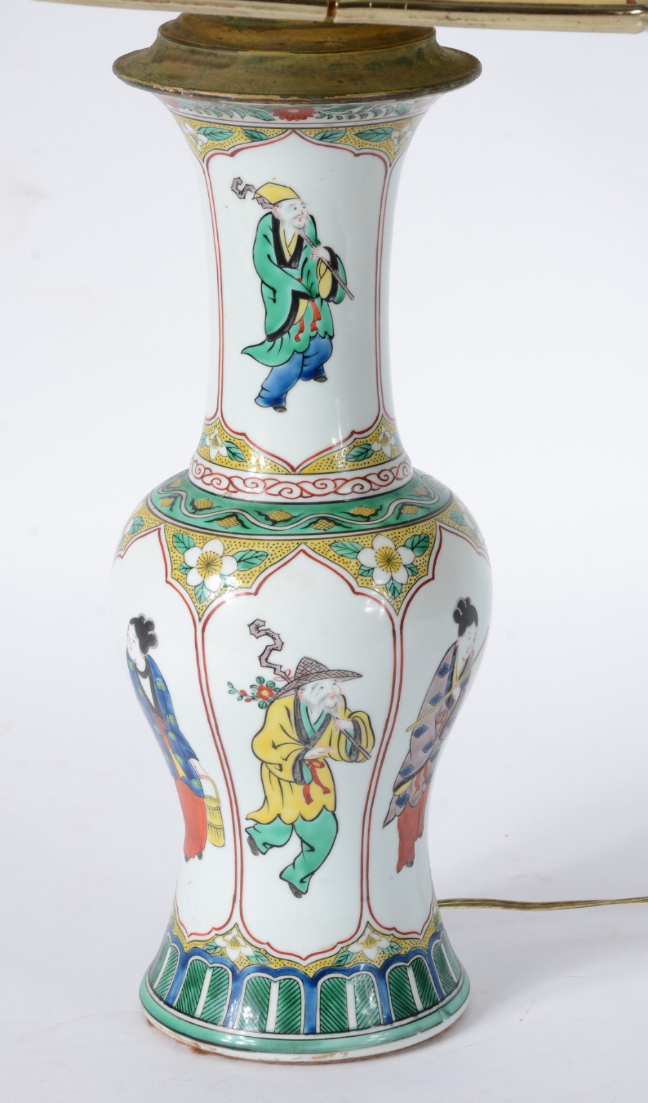 Abatjour de porcelana chinesa policromada. Cúpula rasgada. - foto 3 de 9