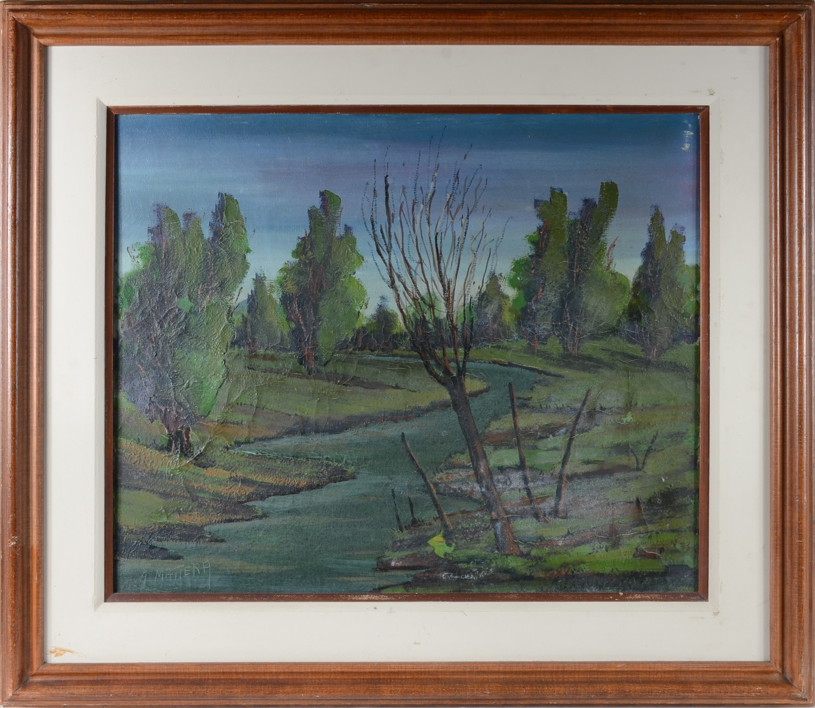 Alberto Mattera (1925), Paisagem com riacho e árvores - foto 1 de 7