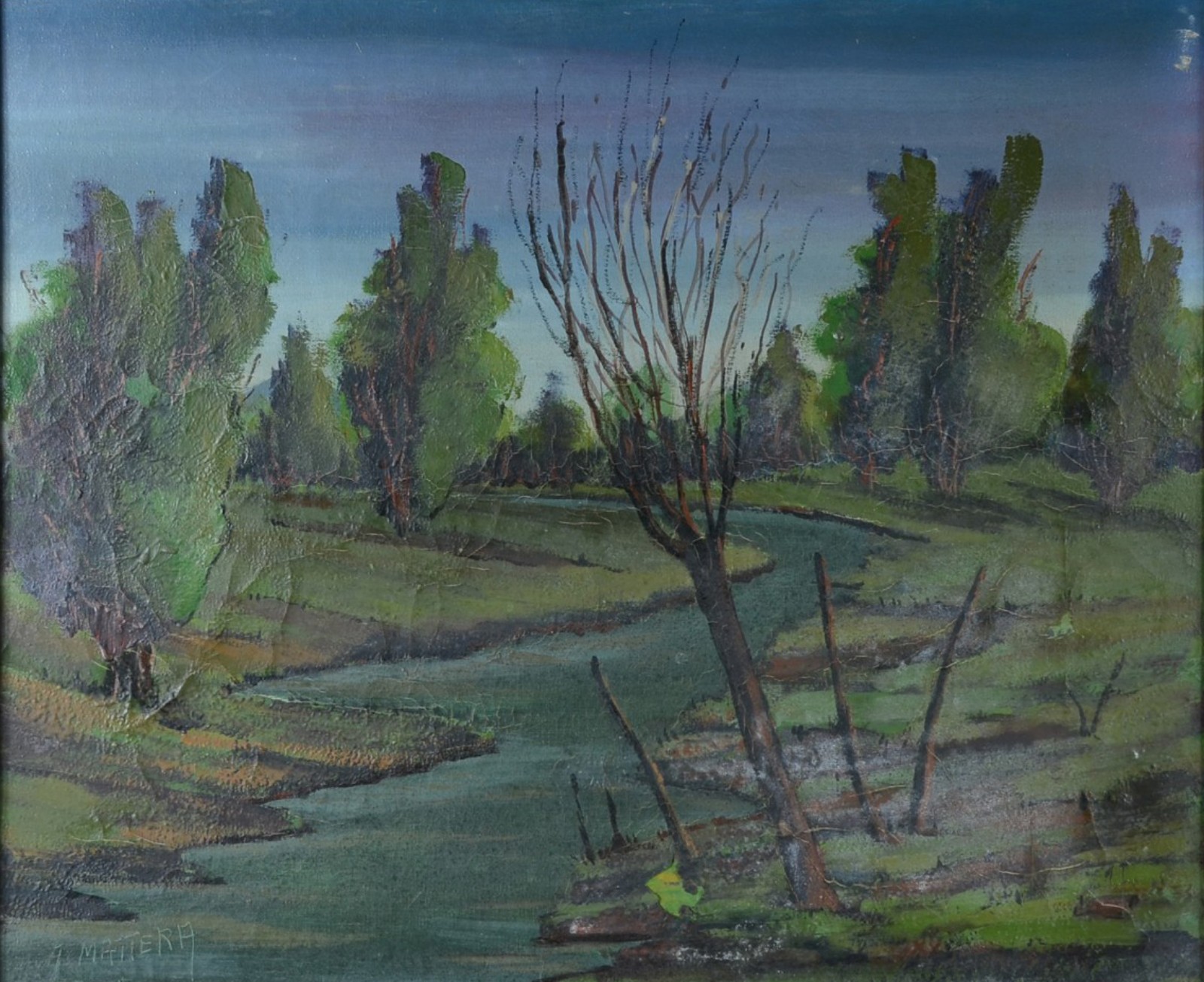 Alberto Mattera (1925), Paisagem com riacho e árvores - foto 2 de 7