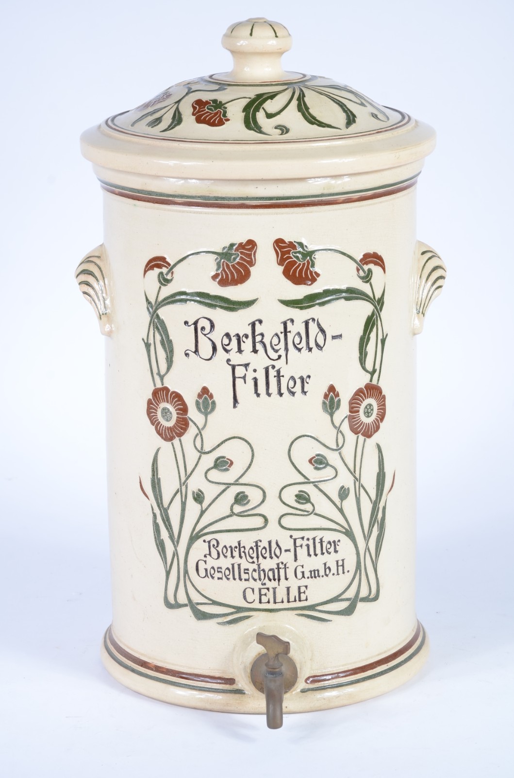 Filtro de cerâmica alemã, Art Nouveau, decorado com guirlandas... - foto 1 de 8
