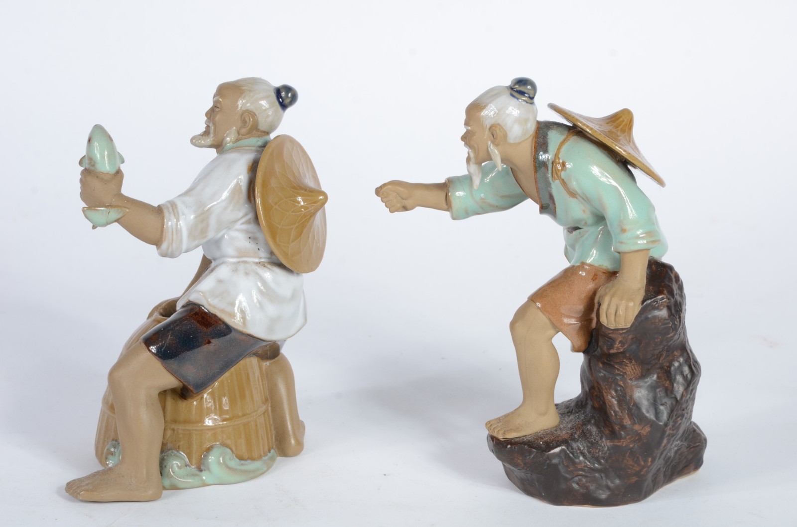 Duas esculturas de cerâmica chinesa policromad representando... - foto 3 de 6