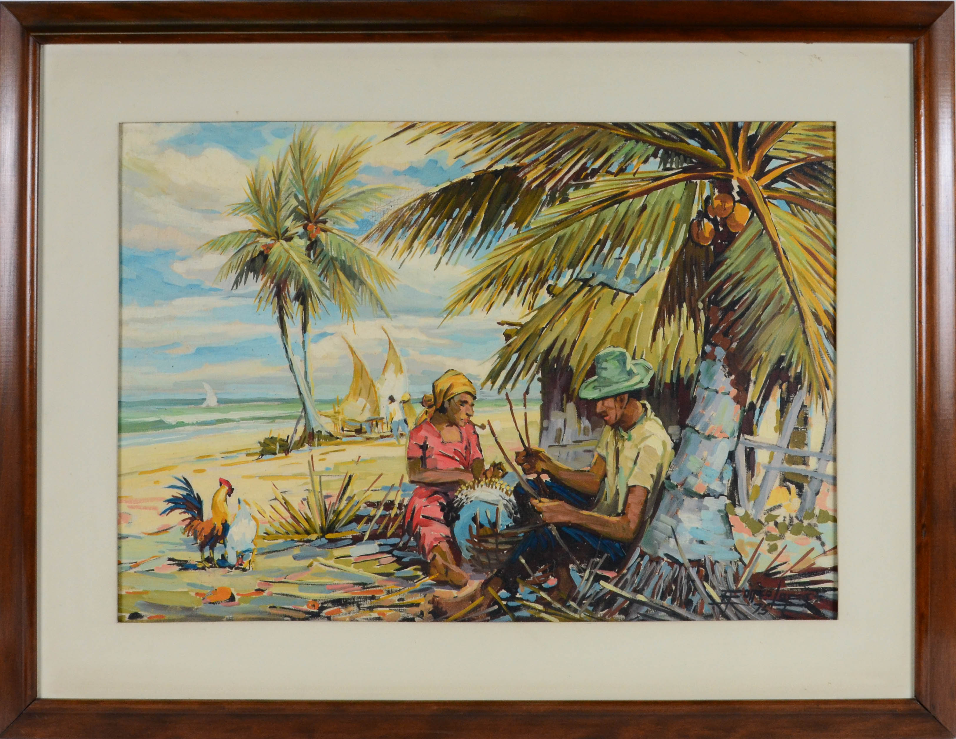 Praia com figuras e coqueiros - foto 1 de 3