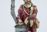 Capo di Monti,  - Escultura de porcelana italiana Capo di Monti - "Guido Cacciapuoti policromada representando "homeless".