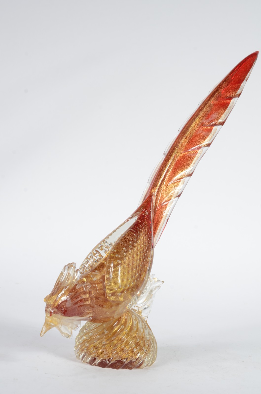 Faisão de murano italiano com pó de ouro. Crista lascada. Anos 1960. - foto 3 de 7