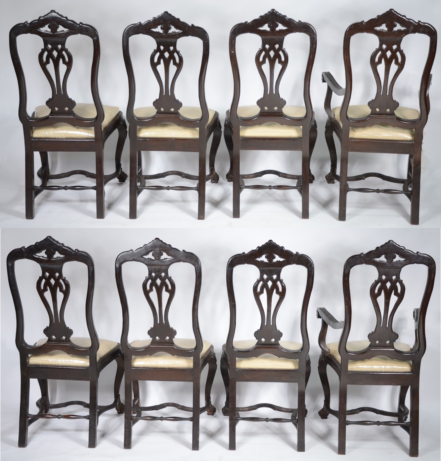 Conjunto com 8 cadeiras para sala de jantar de madeira nobre, estilo... - foto 2 de 11