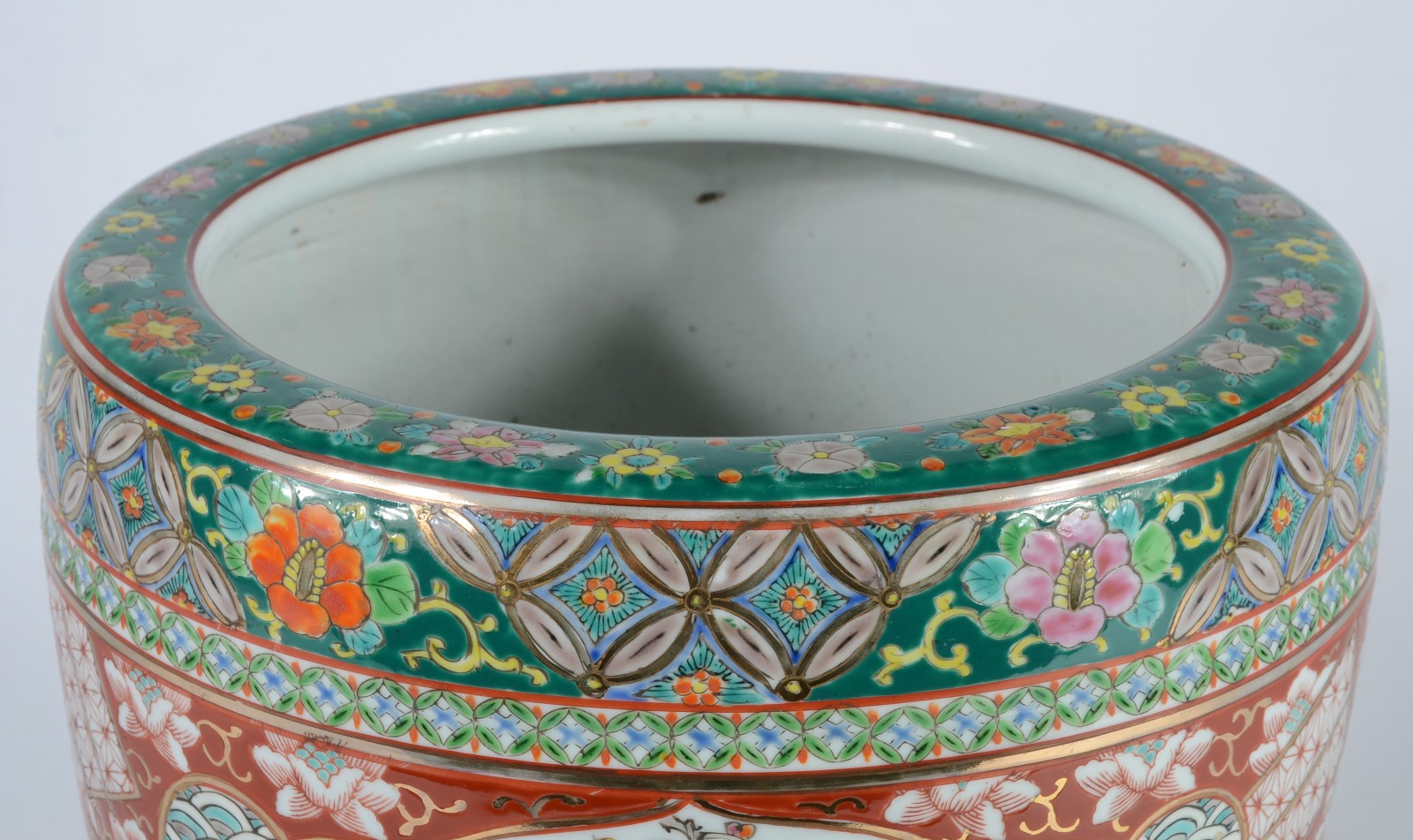 Cachepot de porcelana chinesa, decorado com aves e flores em... - foto 3 de 5