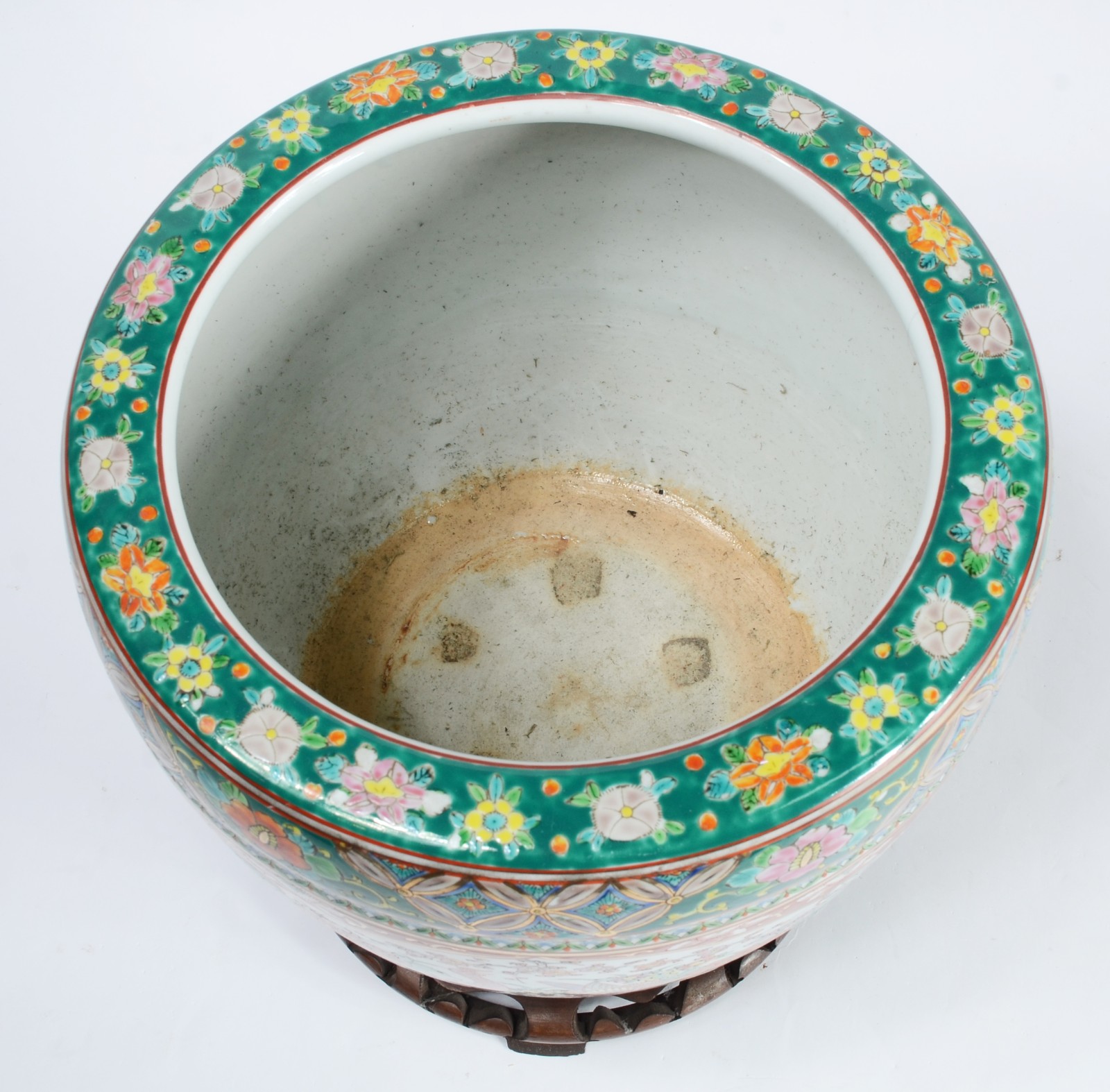 Cachepot de porcelana chinesa, decorado com aves e flores em... - foto 4 de 5