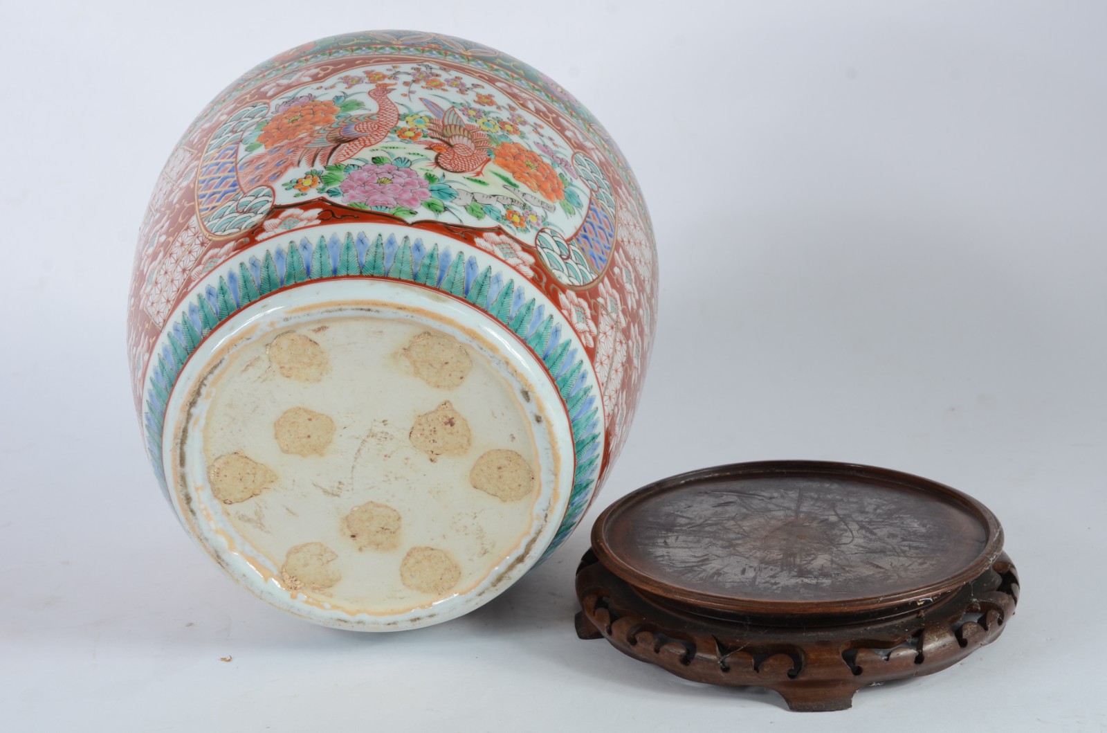 Cachepot de porcelana chinesa, decorado com aves e flores em... - foto 5 de 5