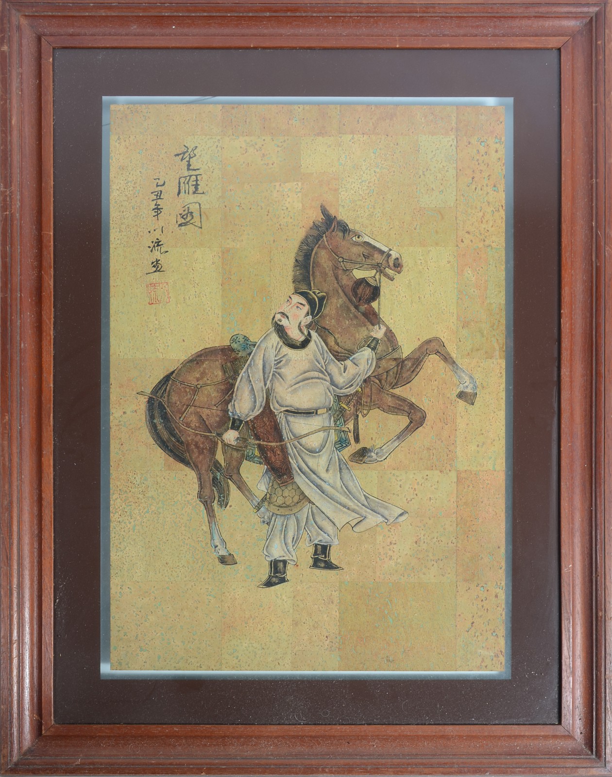 Quadro oriental com figura com cavalo. Assinado. - foto 2 de 5