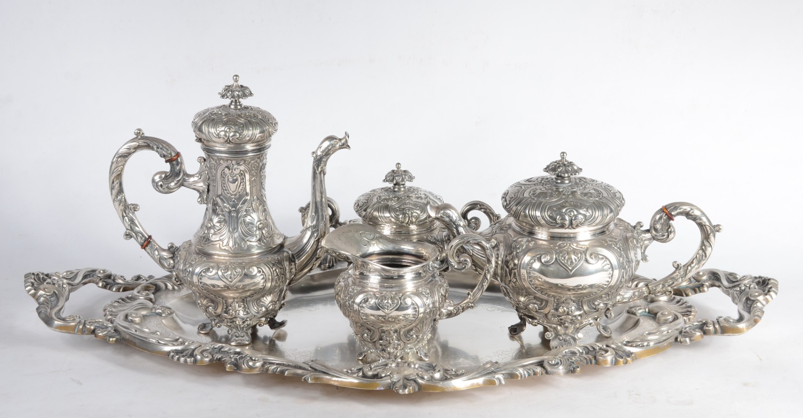 Elegante baixela de chá e café de prata portuguesa, contraste Águia... - foto 2 de 12