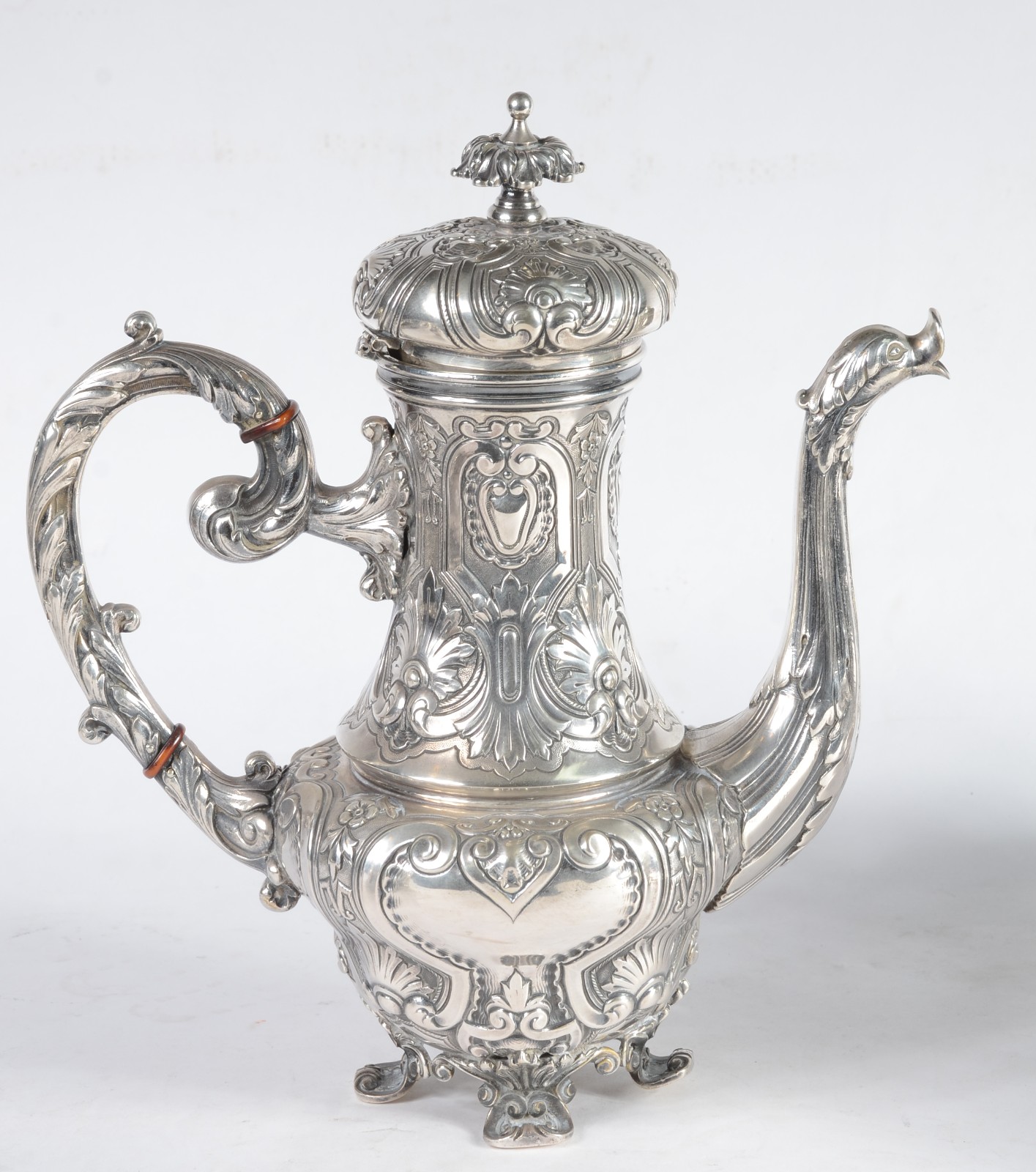 Elegante baixela de chá e café de prata portuguesa, contraste Águia... - foto 5 de 12