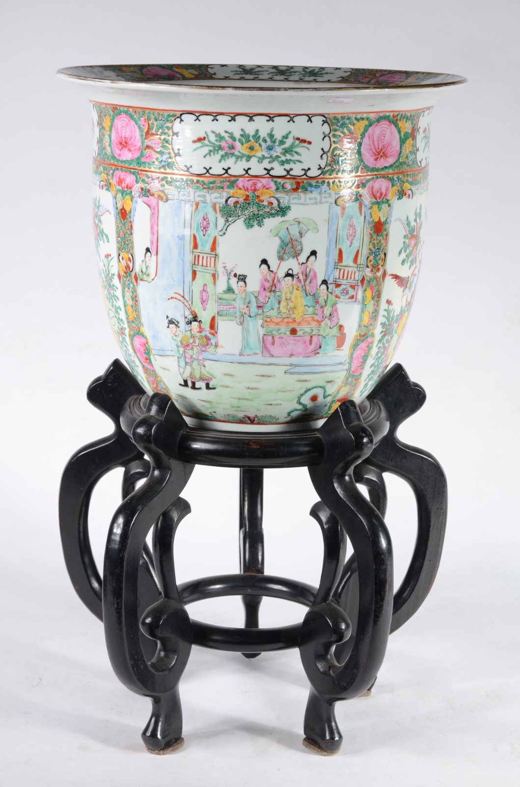 Cachepot de porcelana oriental decorado com flores e figuras típicas... - foto 5 de 8