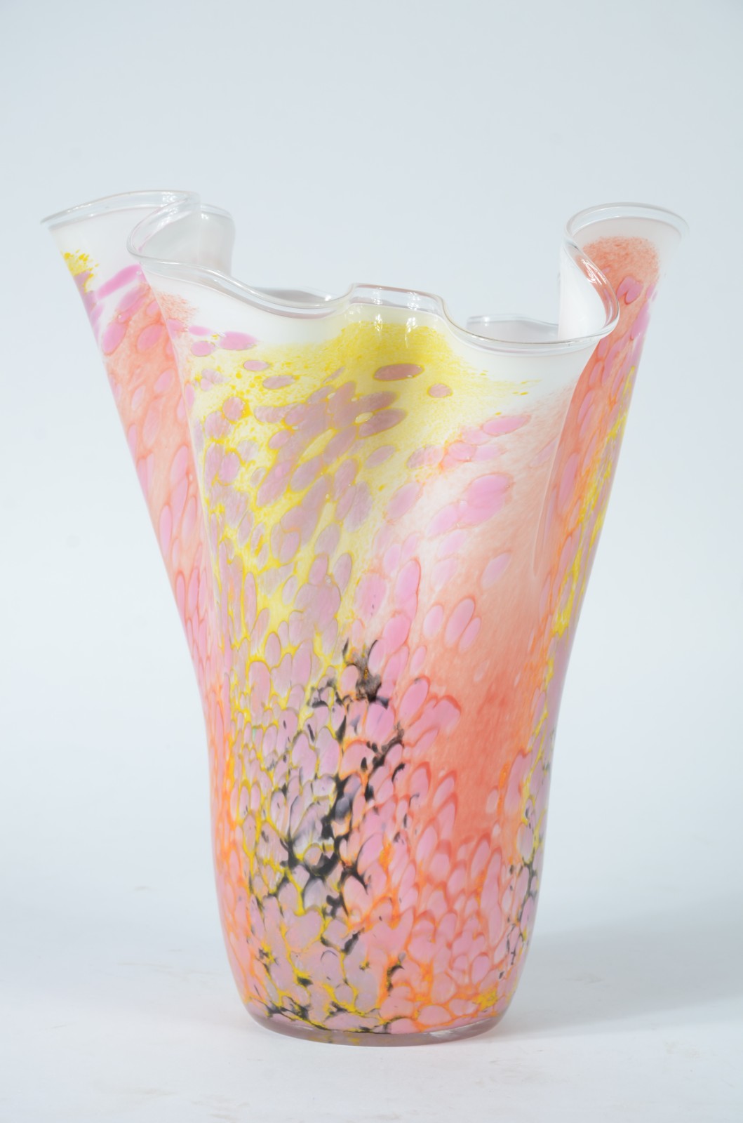 Vaso de vidro decorativo em mesclas coloridas. - foto 1 de 6