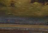 Escola europeia, Paisagem com casas - Óleo sobre tela. Pequenas falhas na tinta.