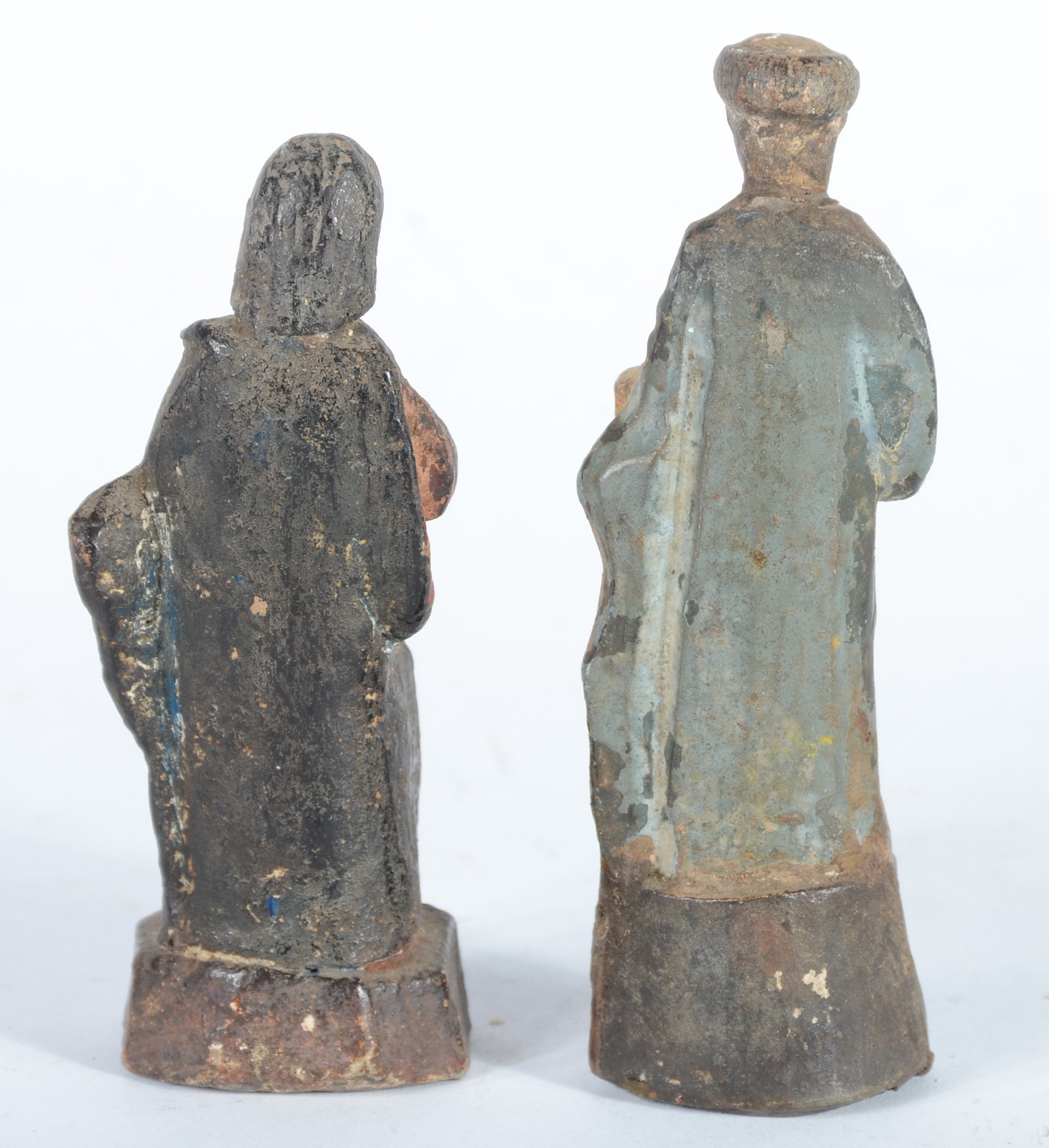 Duas antigas imagens sacras em terracota policromada. Desgastes. - foto 4 de 5