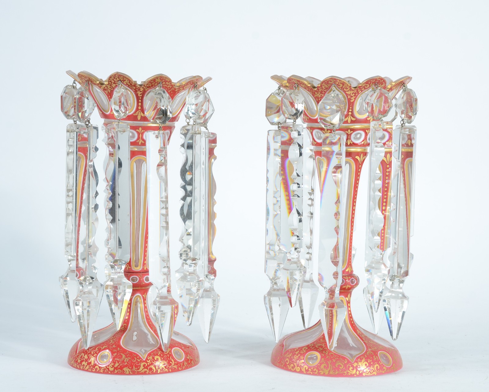 Par de elegantes "porta abacaxis" de cristal overlay da Bohemia... - foto 2 de 8