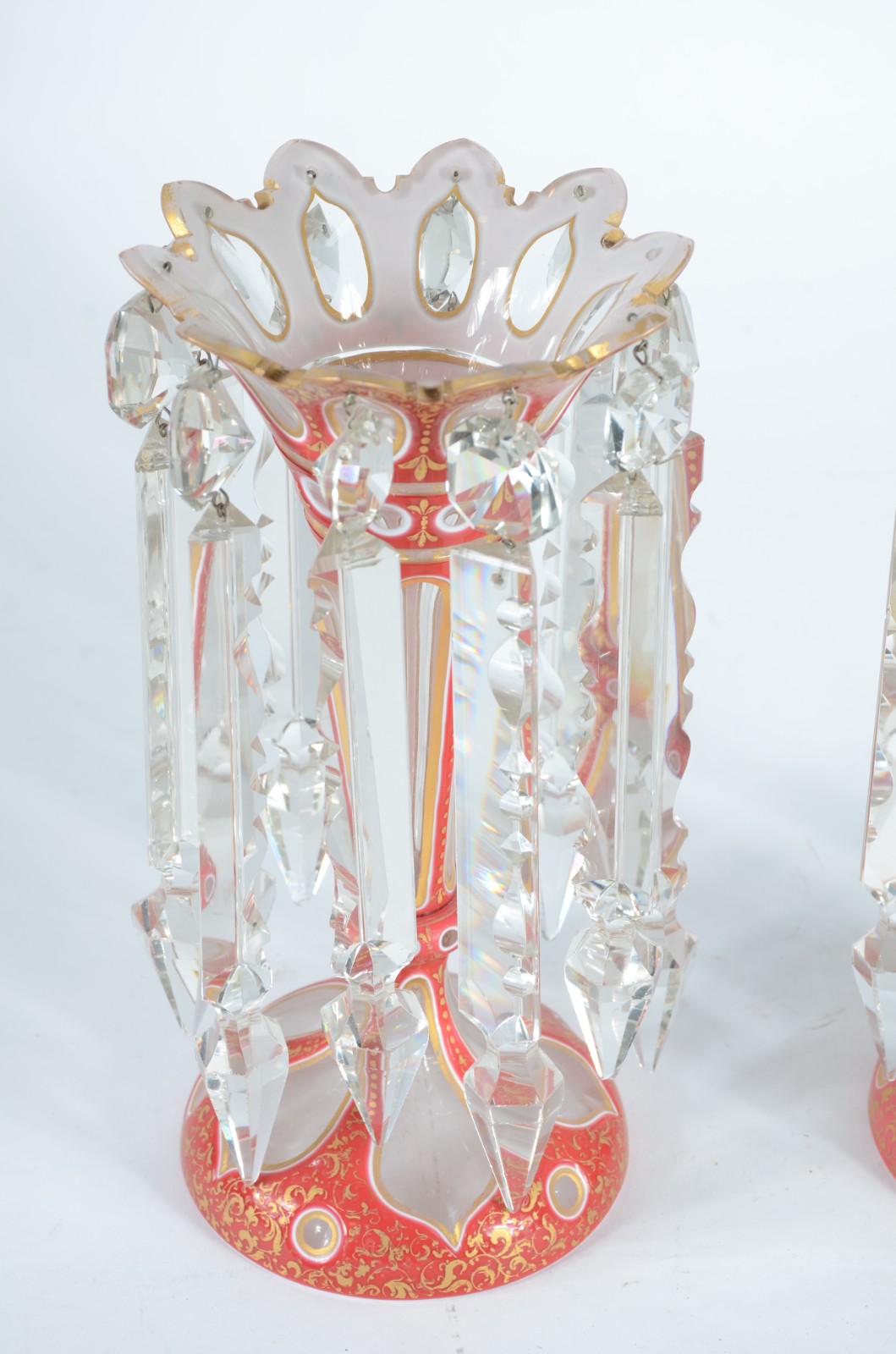 Par de elegantes "porta abacaxis" de cristal overlay da Bohemia... - foto 3 de 8
