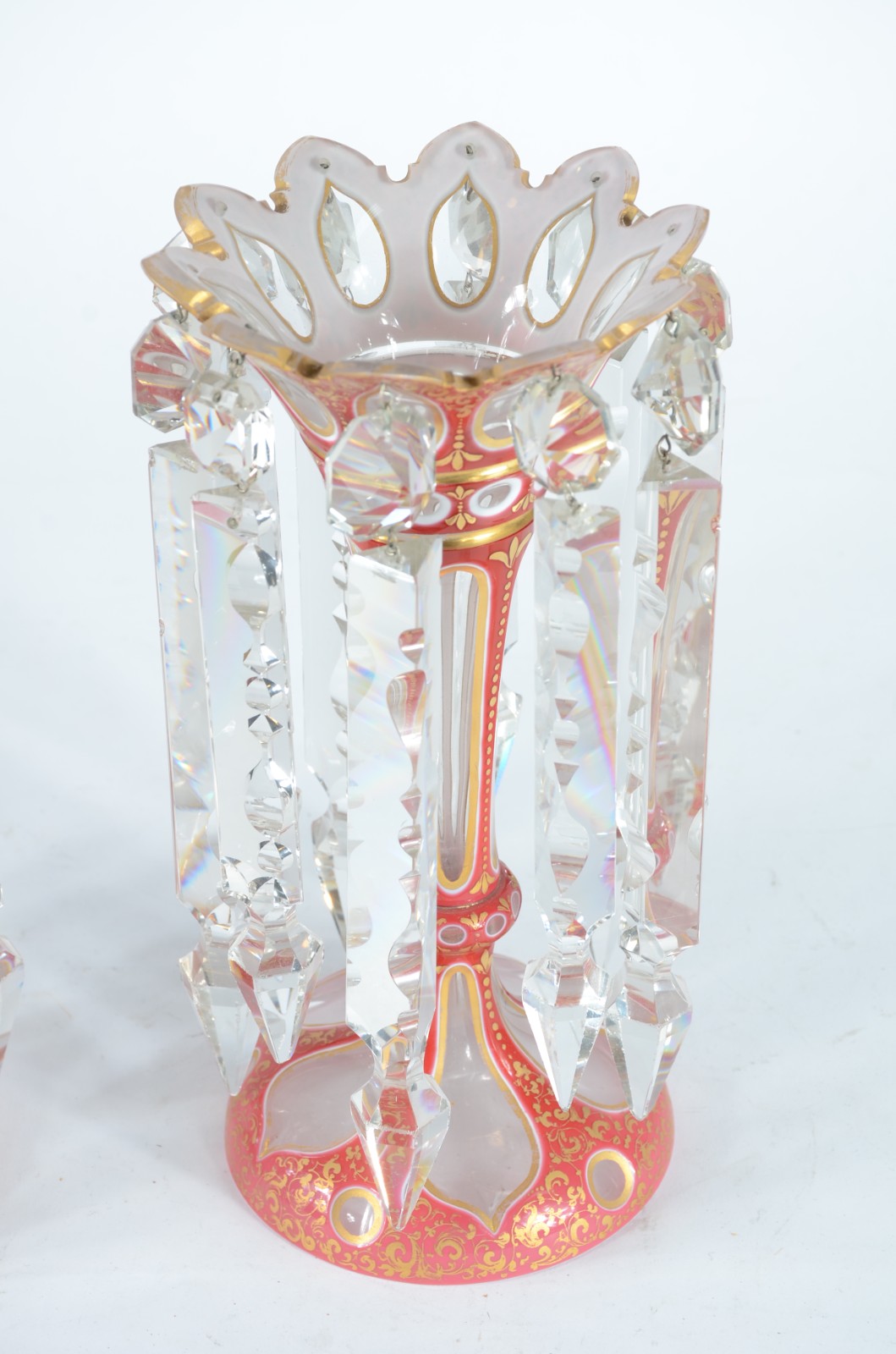 Par de elegantes "porta abacaxis" de cristal overlay da Bohemia... - foto 4 de 8