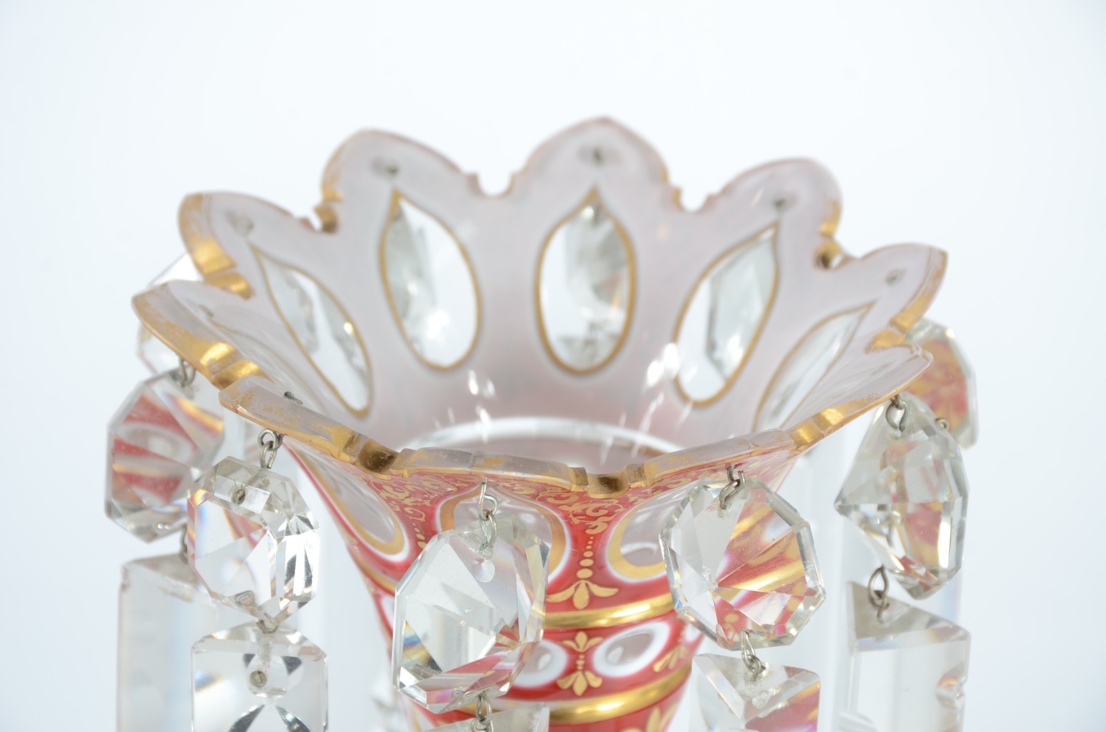 Par de elegantes "porta abacaxis" de cristal overlay da Bohemia... - foto 5 de 8