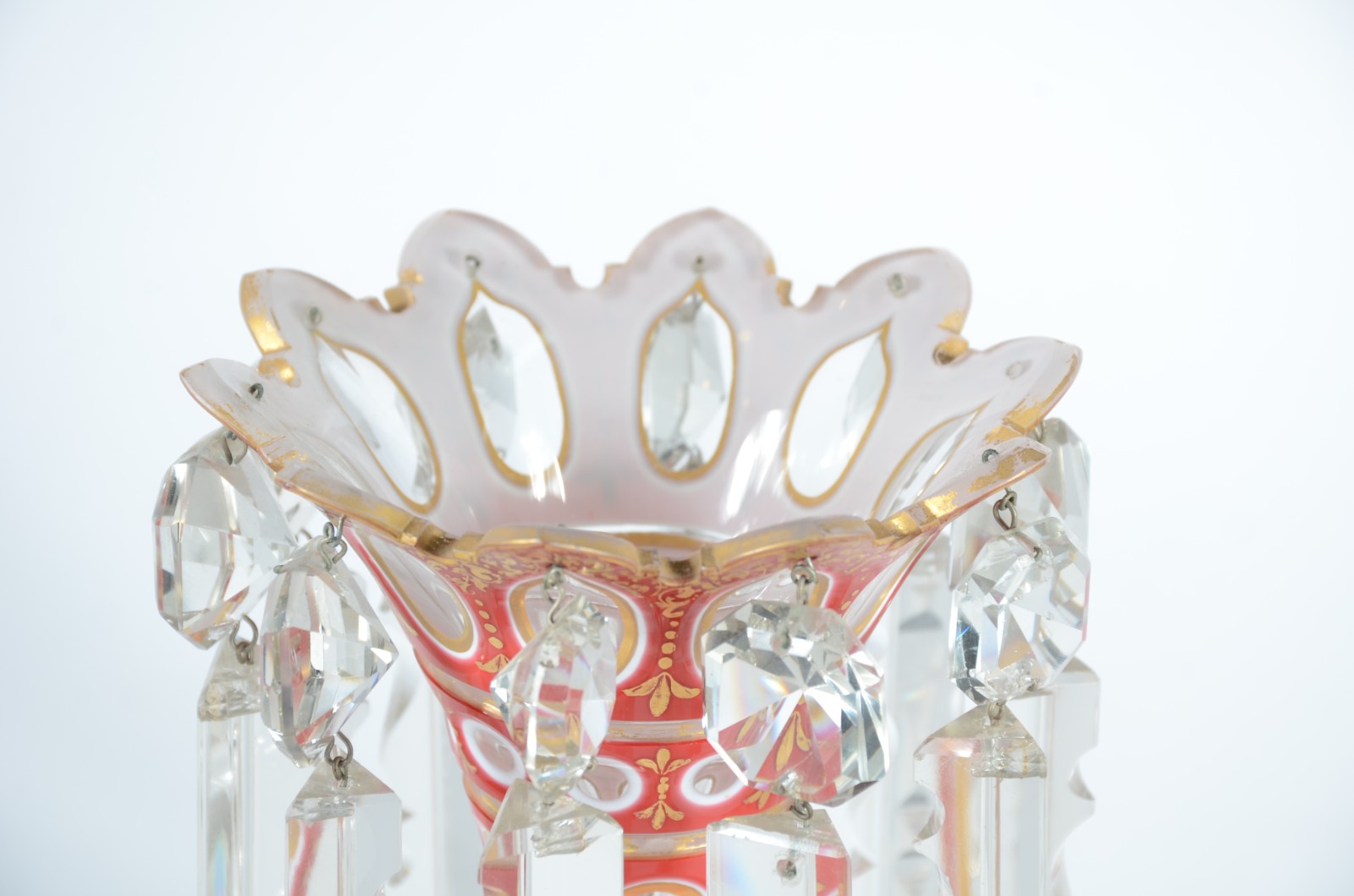Par de elegantes "porta abacaxis" de cristal overlay da Bohemia... - foto 6 de 8