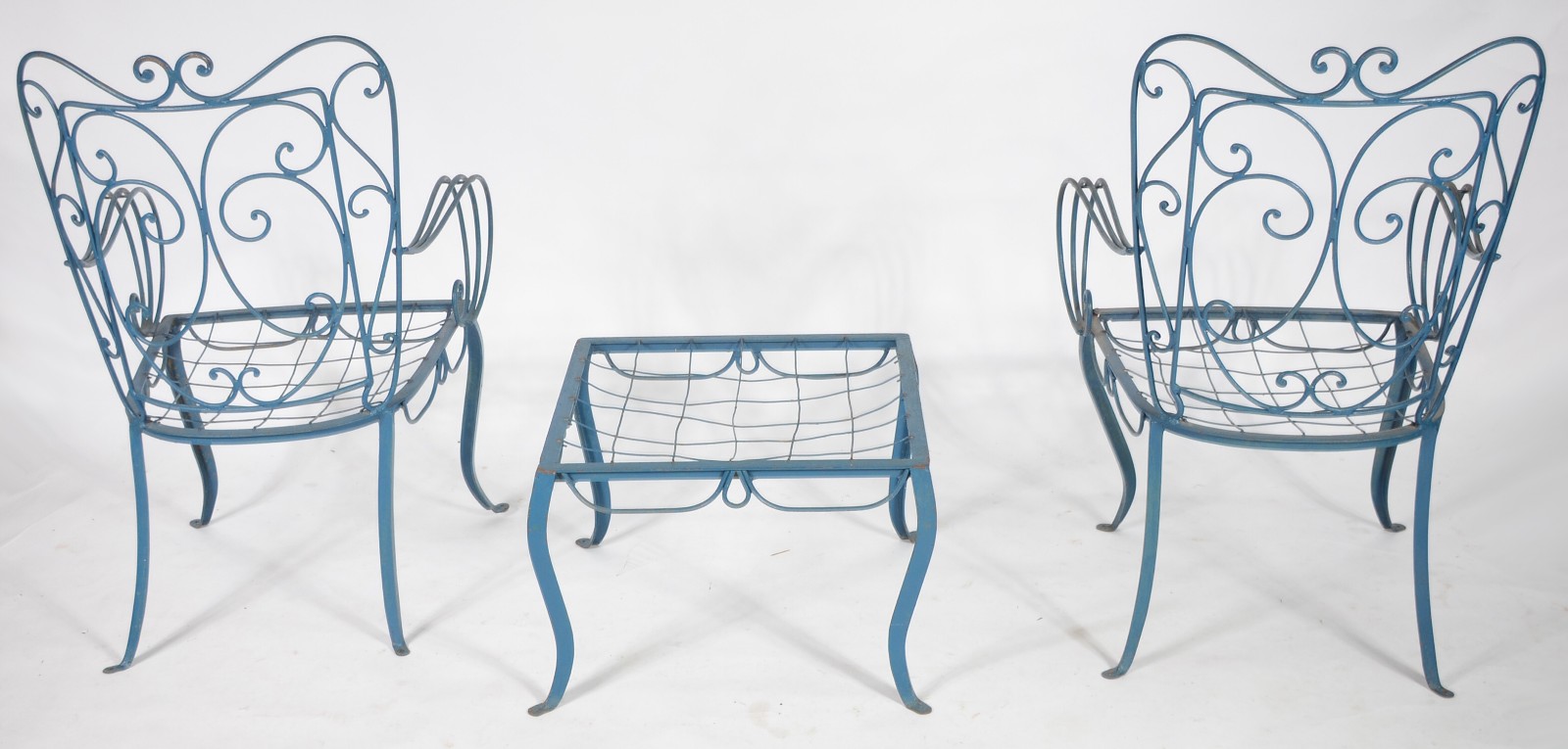 Conjunto de mesa com cinco cadeiras de ferro pintado de azul... - foto 10 de 11