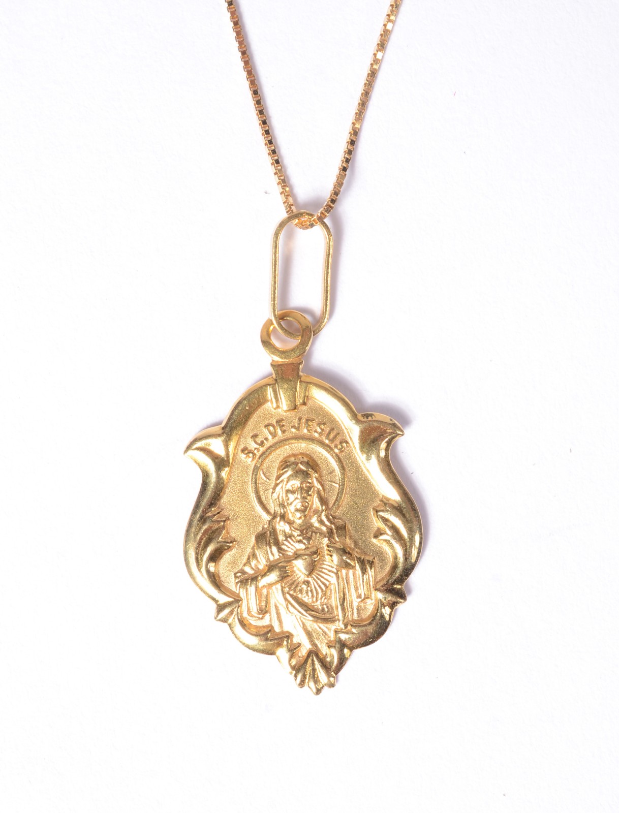 Colar com pendente sacro de ouro 18 k., contraste 750 mls. (Por... - foto 3 de 5