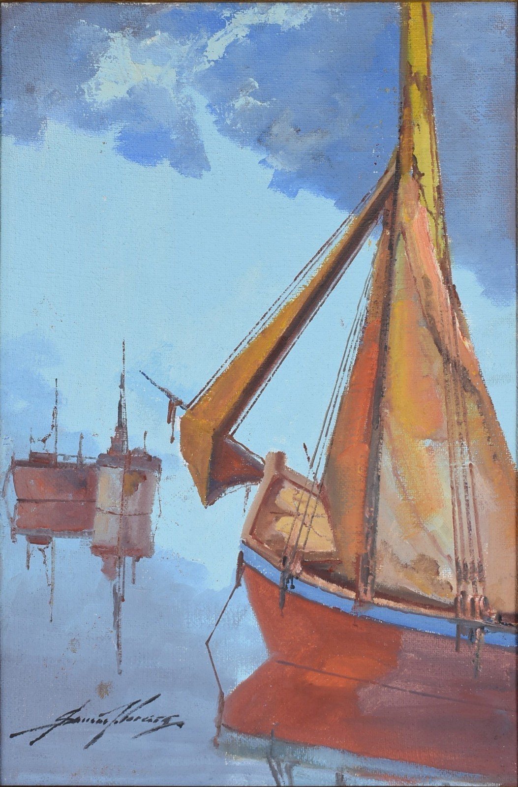 Sansão Pereira (1919-2014), Marinha com barcos - foto 1 de 4