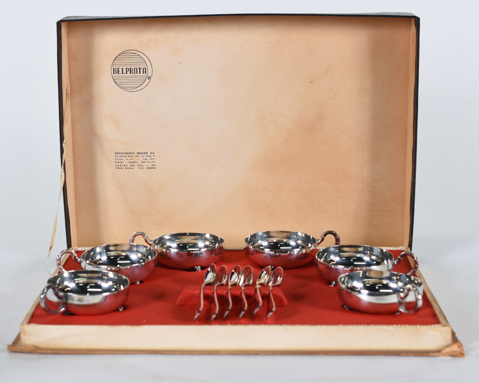 Conjunto para sorvete em metal prateado Belprata com 6 taças e 6... - foto 2 de 4