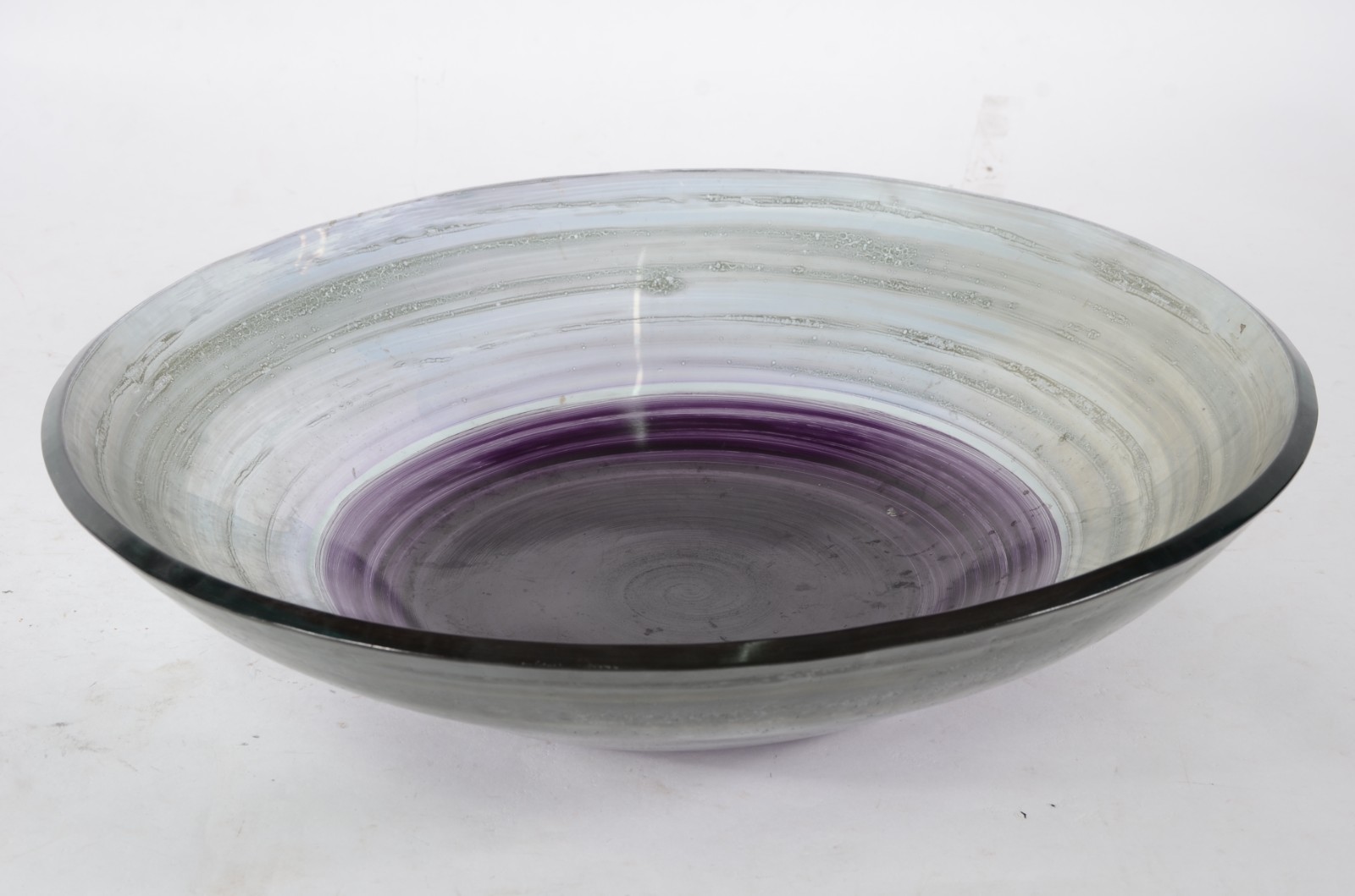 Grande bowl/centro de mesa de vidro decorativo com detalhe na cor... - foto 1 de 3