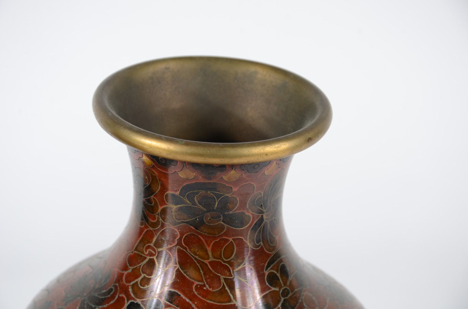 Par de vasos de cloisonné oriental, decoração floral em tons de... - foto 4 de 6