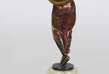 Escultura em bronze austríaco policromado, repr... - Escultura em bronze austríaco policromado, representando mulher com serpente , base de alabastro.