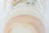 Vaso de opalina branca com pássaro, paisagem e ... - Vaso de opalina branca com pássaro, paisagem e flores em policromia, frisos dourados.
