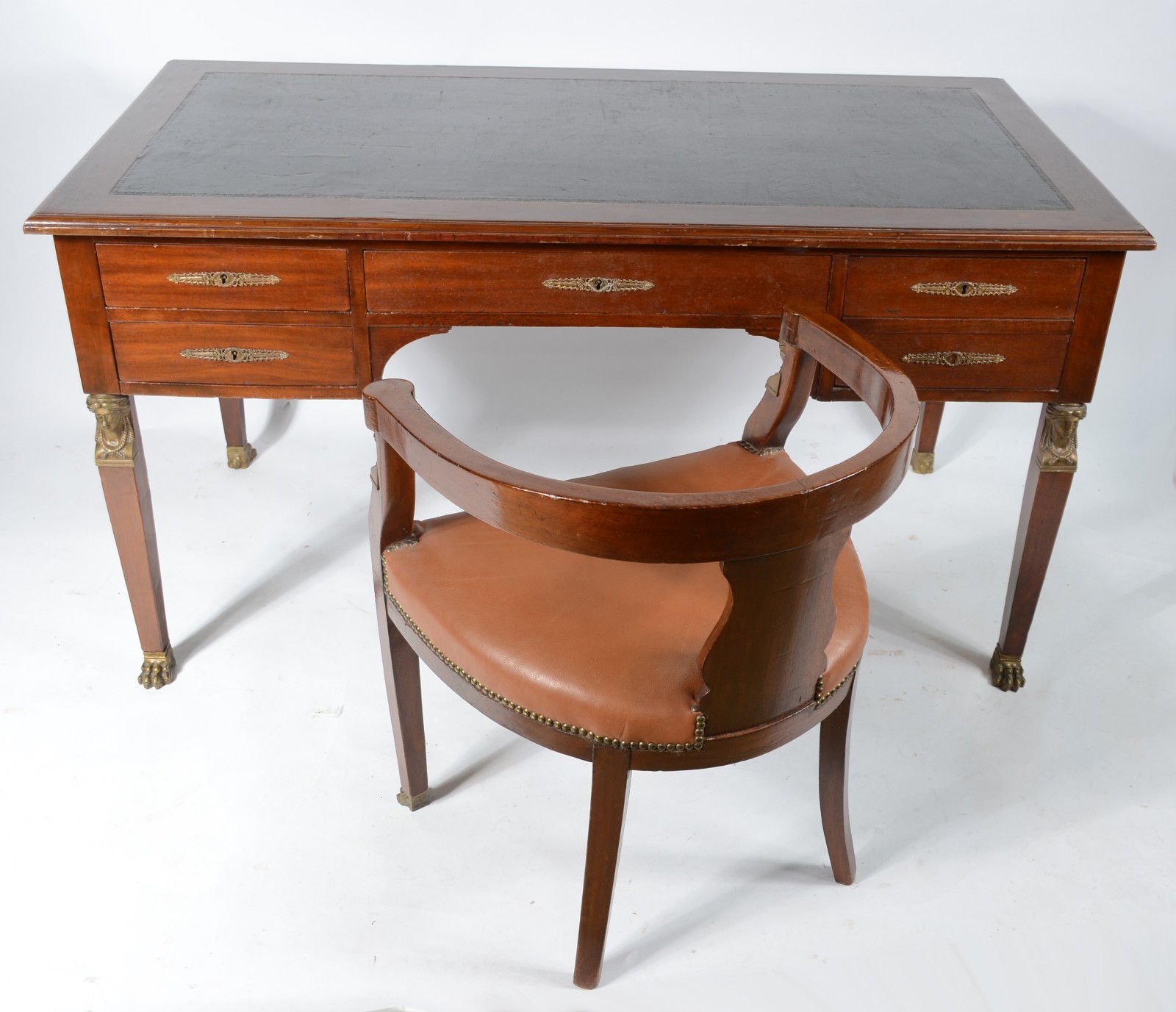 Mesa escrivaninha de madeira nobre, estilo "Empire" frances... - foto 1 de 11