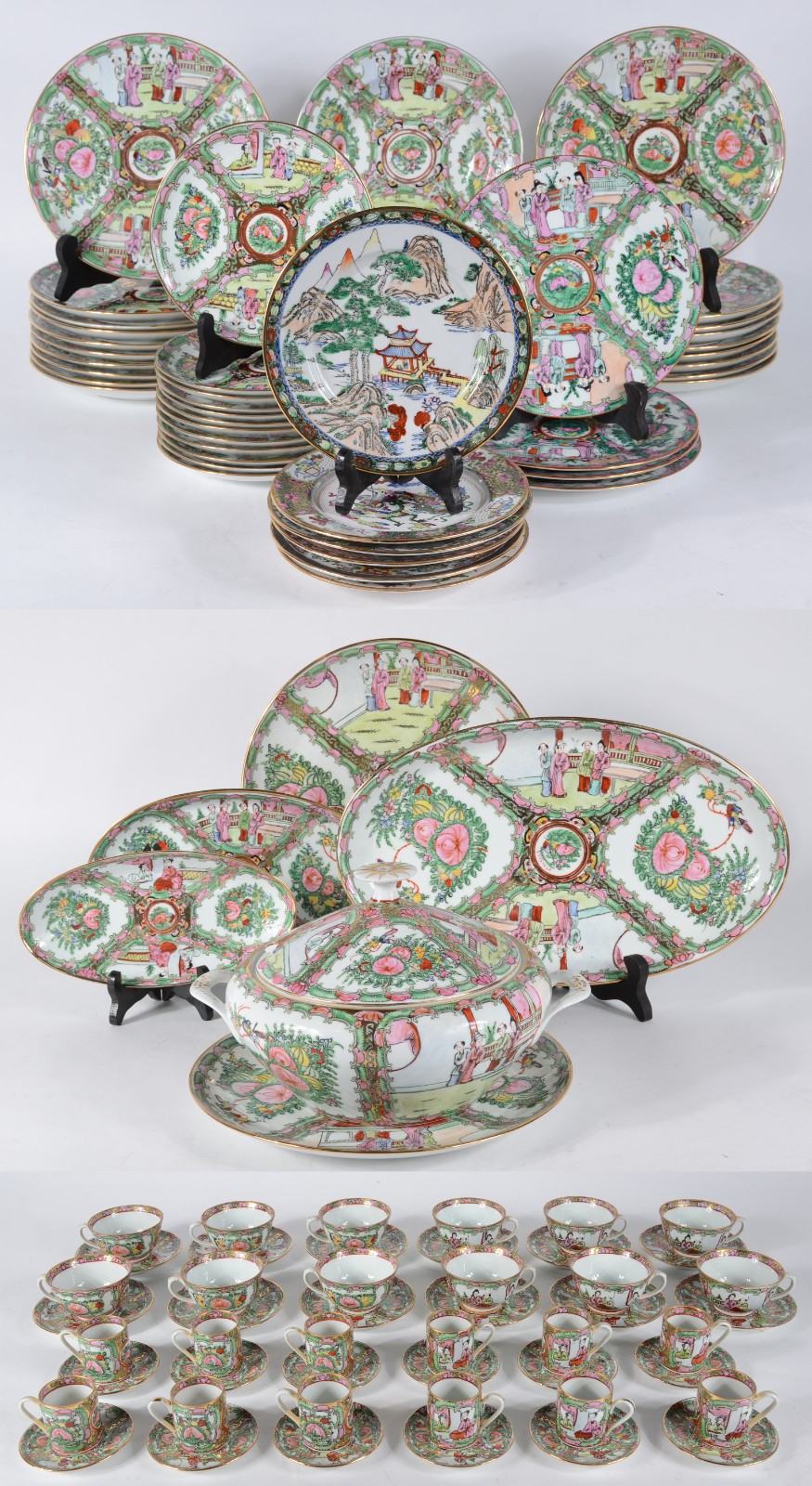 Serviço de jantar de porcelana "Lama" oriental, composto de: 23... - foto 1 de 8